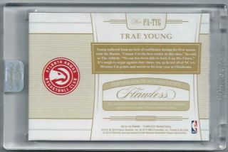 2018 - 19 PANINI FLAWLESS TRAE YOUNG ROOKIE PATCH AUTO GOLD 03/10 RPA HAWKS JERSEY 2