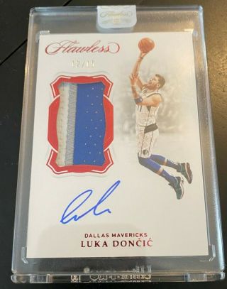 Luka Doncic 2018 - 19 Flawless Encased Rookie Game Worn Patch On Card Auto /15