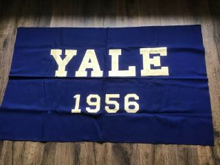 Yale 1956 Pennant Felt Flag Banner Wool 38 X 60” Ivy League College University