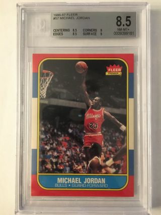 Michael Jordan 1986 Fleer Rookie Rc 57 Bgs 8.  5 (subs 8.  5,  8.  5,  9,  9)