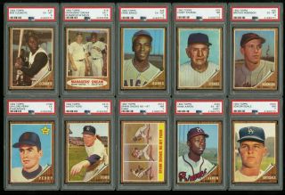 1962 Topps Baseball Complete Set (15 Psa Graded) Vgex - Exmt Hi/mid Grade