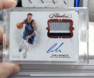 2018 - 19 Flawless Luka Doncic Rpa Red Auto 15/15 Tri Color Patch