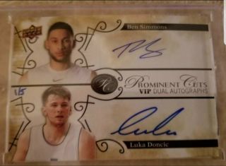 2019 Ud National Ben Simmons Luka Doncic Prominent Cuts Dual Auto Sp /5 Hot