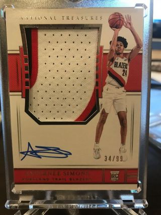 Anfernee Simons 2018 - 19 National Treasures Rc Rookie Patch Auto True Rpa /99