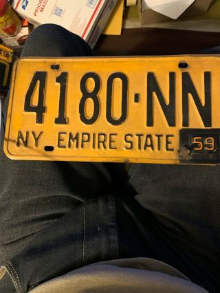 1958 York Empire State License Plate.  With 1959 Tag.  4180 - Nn.