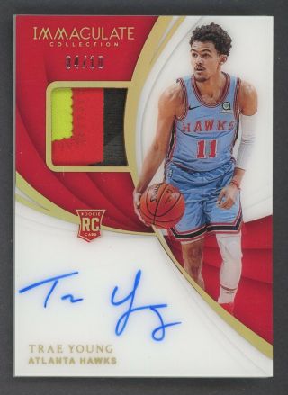2018 - 19 Immaculate Gold Trae Young Hawks Rpa Rc 4 - Color Patch Auto 4/10