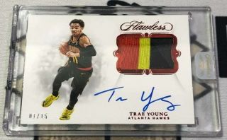 2018 - 19 Trae Young Flawless Ruby Rpa 1/15 1/1 Encased Game Worn 4 Color Patch