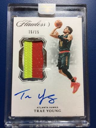 Trae Young 2018 - 19 Panini Flawless Game Worn Rpa Rookie Patch Auto D 15/15