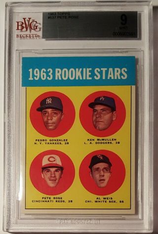 1963 Topps 537 Pete Rose Rookie Rc Bvg 9 Reds Pop 5,  0 Higher,  Smr $35,  000