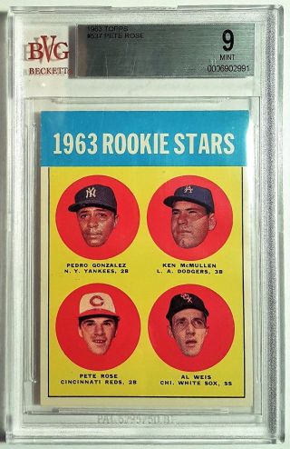 1963 Topps 537 Pete Rose ROOKIE RC BVG 9 Reds POP 5,  0 Higher,  SMR $35,  000 3