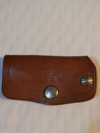 Vintage Defunct Morton Cadillac Co.  Charleston West Virginia Leather Key Fob