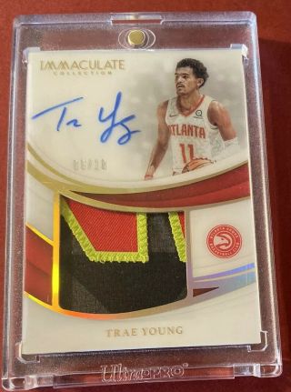 2018 - 19 Panini Immaculate Premium Rookie Patch Auto Gold Trae Young Rpa /10
