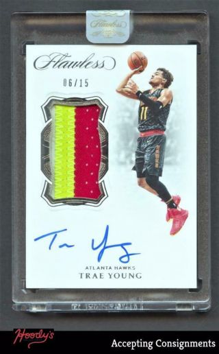 2018 - 19 Flawless Vertical Trae Young 3 - Color Rpa Patch Autograph Auto 06/15 Rc