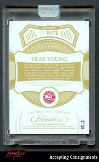 2018 - 19 Flawless Vertical Trae Young 3 - Color RPA PATCH Autograph AUTO 06/15 RC 2