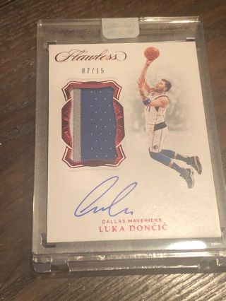 Luka Doncic 2018 - 19 Flawless Encased Rookie Game Worn Patch On Card Auto / 15