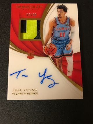 2018 - 19 Panini Immaculate TRAE YOUNG Rookie Patch AUTO RC RPA 73/99 2