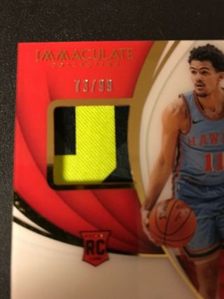 2018 - 19 Panini Immaculate TRAE YOUNG Rookie Patch AUTO RC RPA 73/99 3