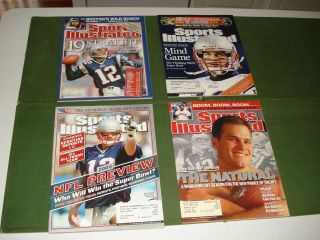 (4) Sports Illustrated Magazines W/tom Brady Covers.  Near,  2002 - 2005