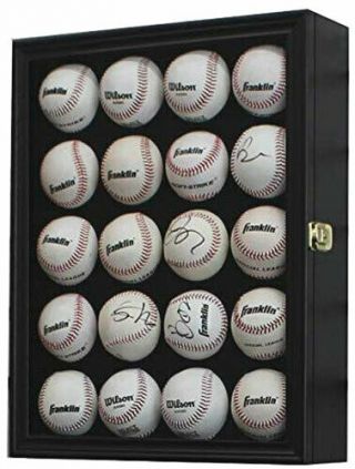 20 Baseball Or Cube Display Case Cabinet Holder Shadow Box,  Black