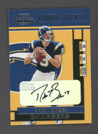 2001 Contenders Rookie Ticket Drew Brees Chargers Rc Rookie Auto Sp /500