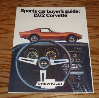 1972 Chevrolet Corvette Foldout Sales Brochure 72 Chevy Stingray Convertible