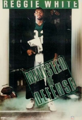 1988 Costacos Bros Reggie White " The Minister Of Defense " Poster Eagles