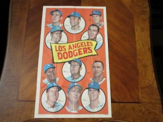 Vintage 1969 Topps Mlb Team Posters Los Angeles Dodgers 22/24 Drysdale Rare
