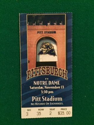 1999 Final Game Ticket Stub Pitt Stadium / Pitt Panthers Vs.  Notre Dame - Vintage