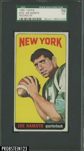 1965 Topps Football 122 Joe Namath York Jets Rc Rookie Hof Sgc 70 Ex,
