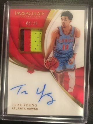 2018 - 19 Immaculate Trae Young 3clr Rc Patch Auto Rpa 4/99