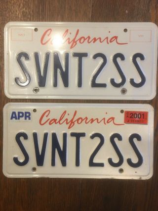Pair California Car License Plates Tags Sport Svnt2ss