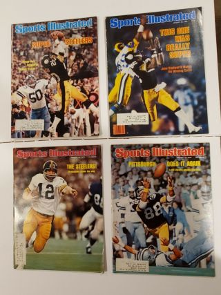(4) Pittsburgh Steelers Bowl Ix X Xiii Xiv Sports Illustrated 1975 - 80