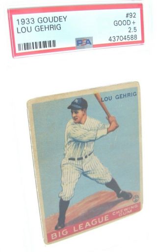 1933 Goudey Lou Gehrig 92 Psa Good,  2.  5