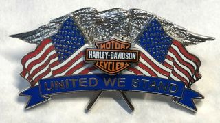 Harley Davidson United We Stand Dual Flag Hat Lapel Pin