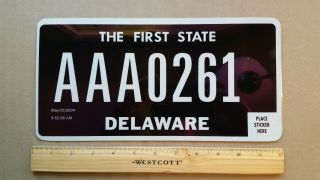 License Plate,  Delaware,  Prototype,  Triple A: Aaa 0261,  2nd Pic W/protection