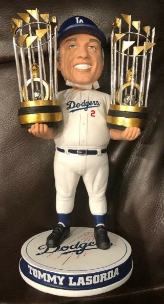 Tommy Lasorda Foco Dodgers Bobblehead 1981 1988 World Series Trophy /144