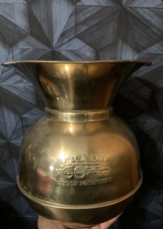 Vintage Union Pacific Rail Road Brass Cuspidor Spittoon Weighted Base
