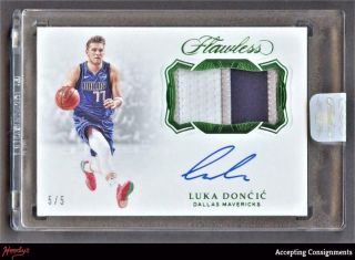 2018 - 19 Flawless Luka Doncic 3 - Color Rpa Game Patch Auto 5/5 Rc