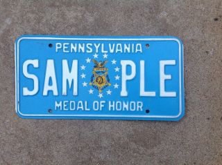 Pennsylvania - Medal Of Honor - Sample License Plate
