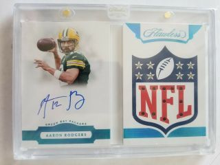 2018 Panini Flawless Aaron Rodgers Signature Gems Nfl Shield Booklet Auto 1/1