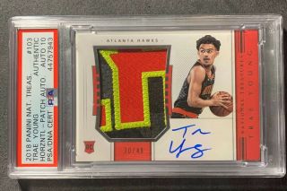 2018 National Treasures Trae Young Horizontal Rc Patch Auto /49