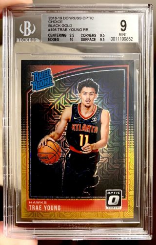 Trae Young Optic Choice Prizm Black Gold Bgs 9 Rc 1/8 Monster Subs