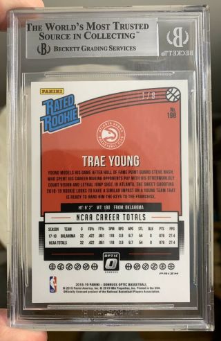Trae Young Optic Choice Prizm Black Gold BGS 9 RC 1/8 MONSTER SUBS 2
