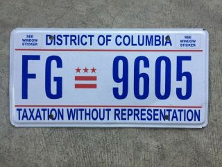 Washington Dc Taxation License Plate Tag - Fg 9605 - District Of Columbia