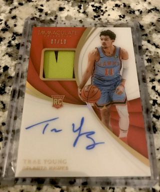 2018/19 Panini Immaculate Trae Young Acetate Gold Rc Patch Auto Rpa 07/10 Hawks