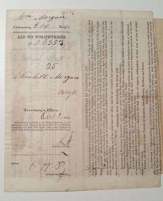Civil War Doc.  Signed By Lucius Fairchild/wisconsin 1864 - Oct 1st /revenue Stamp