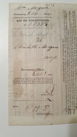 Civil War Doc.  Signed by Lucius Fairchild/Wisconsin 1864 - Oct 1st /Revenue Stamp 3