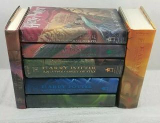 Harry Potter Complete Set Of 7 First Edition Hardcover Books W/ Dj J.  K.  Rowling