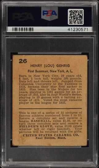 1932 U.  S.  Caramel Lou Gehrig 26 PSA 2 GD (PWCC) 2