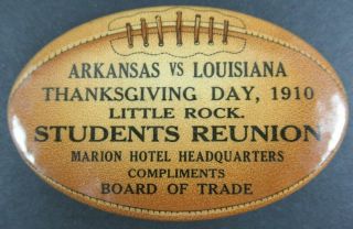 1910 Arkansas Vs.  Lsu Thanksgiving Day Football Game Pinback Button